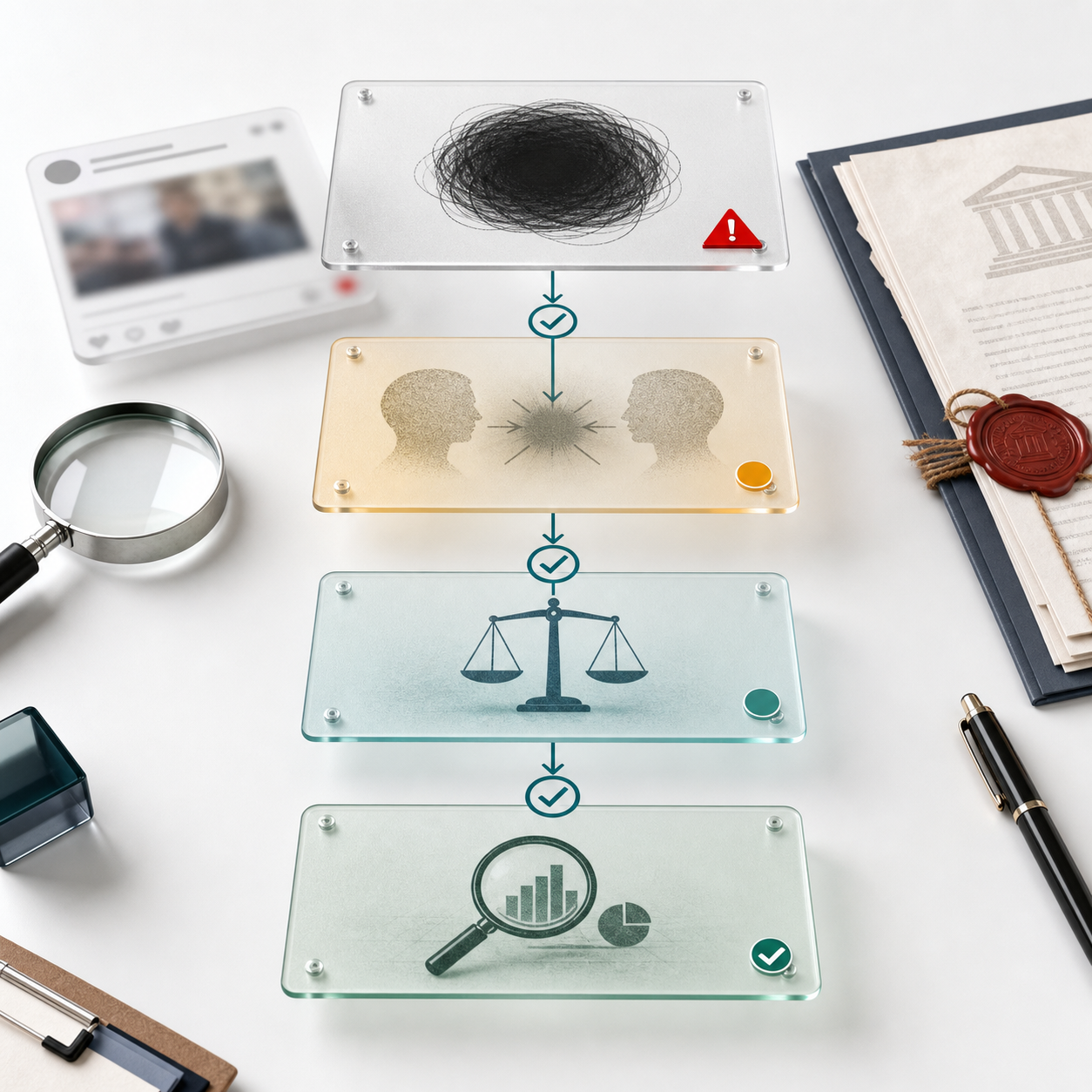 Illustration de méthode pour distinguer mythe, allegation, jugement et fait vérifié