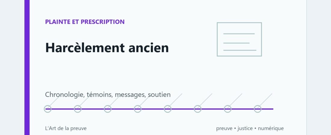 Harcèlement ancien : peut-on encore porter plainte et quelles preuves rassembler ?