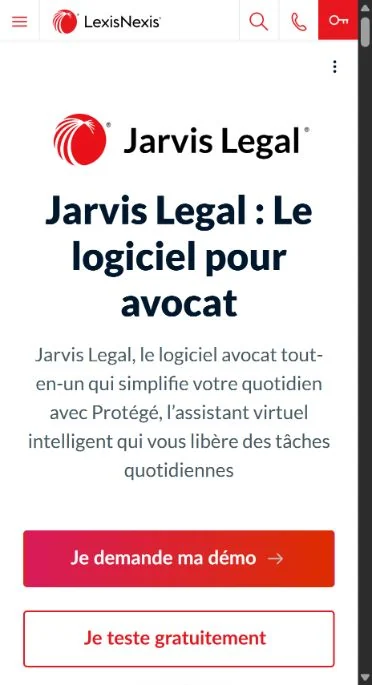 Capture de la page publique de Jarvis Legal chez LexisNexis