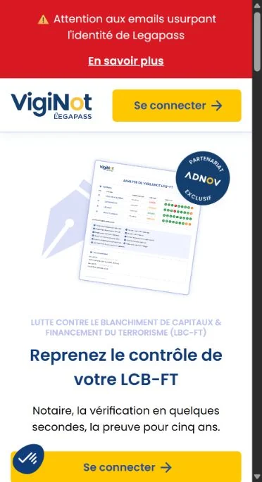 Capture de la page publique de VigiNot